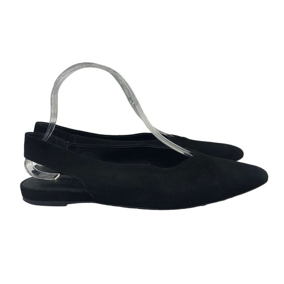 EVERLANE Women's Size 8 Black Suede The V Slingback Pointed Toe Flats Shoes - Picture 1 of 11